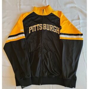 Stitches Pittsburgh Pirates‎ Track Jacket Mens XL Black Gold MLB Full Zip Sport